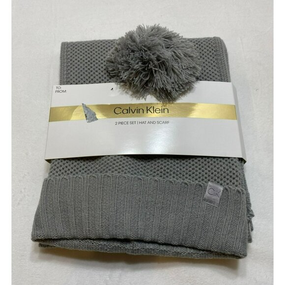 New Calvin Klein Scarf and Cap Set (Grey) - Picture 1 of 4
